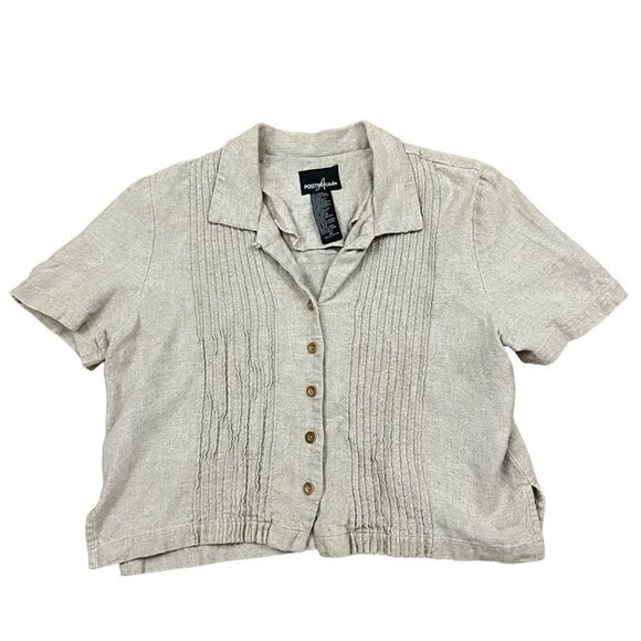 Vintage Linen Blend Button Down Shirt Women's M - Picture 1 of 4